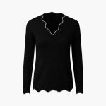 Women's Knit Sweater with Wavy Edge - Image 7