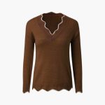 Women's Knit Sweater with Wavy Edge - Image 8