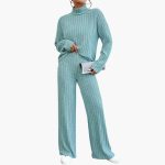 Women's Knit Sweater and Pants Set with Ribbed Design - Image 5
