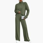 Women's Knit Sweater and Pants Set with Ribbed Design - Image 6