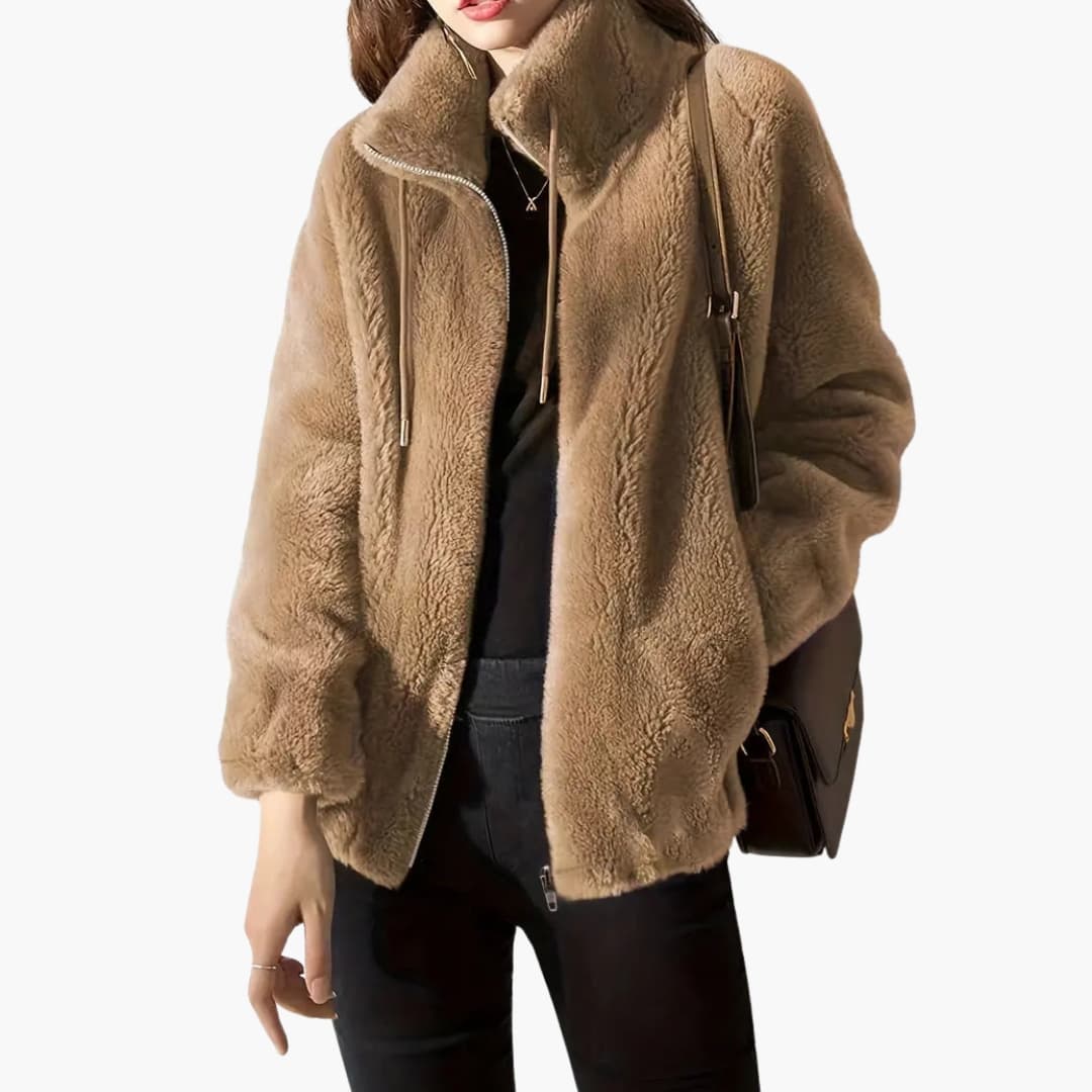 DamenTeddyMantelmitFrontreissverschlussundKordelzugsaum_6_03162982-84a0-488d-9907-0913a3c75a03.jpg Women's Teddy Coat with Front Zipper and Adjustable Hem - Image 1