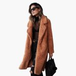 Women's Teddy Fur Coat Long with Wide Collar and Structured Surface - Image 3