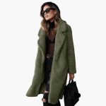 Women's Teddy Fur Coat Long with Wide Collar and Structured Surface - Image 2