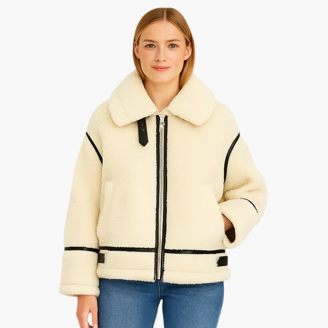DamenTeddyjackemitReissverschlussundTaschen_1.jpg Women's Teddy Jacket with Zipper and Pockets - Image 1