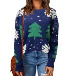 Women's Christmas Sweater with Round Neck and Tree Design - Image 2