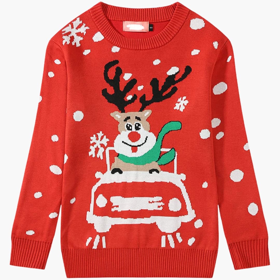 DamenWeihnachtspullovermitRundhalsundRentiermotiv_fe170374-d85e-4ef8-875c-4600cc3df9c7.jpg Women's Christmas Sweater with Round Neck and Reindeer Design - Image 1