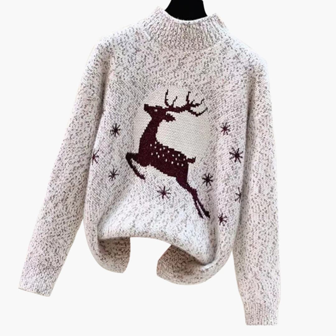 DamenWeihnachtspullovermithohemKragenundRentiermotiv_4_bb42721b-a940-4b54-a443-13f707ebad33.jpg Women's Christmas Sweater with High Collar and Reindeer Motif - Image 1