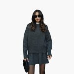 Women's Two-Piece Set with Round Neck Sweater