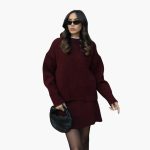 Women's Two-Piece Set with Round Neck Sweater - Image 3