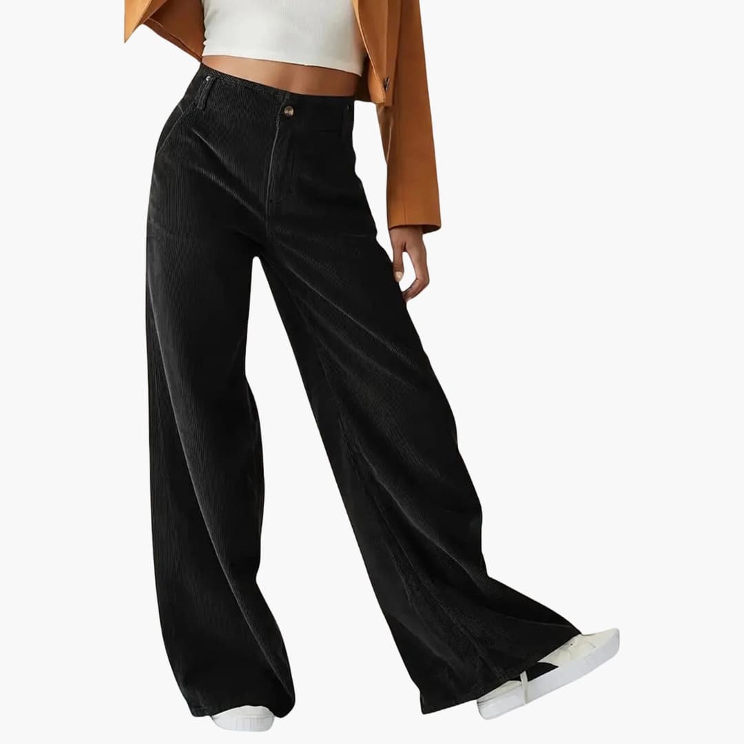 DamenhosemitBundundweitenBeinen_2.jpg Women's Pants with Waistband and Wide Legs - Image 1