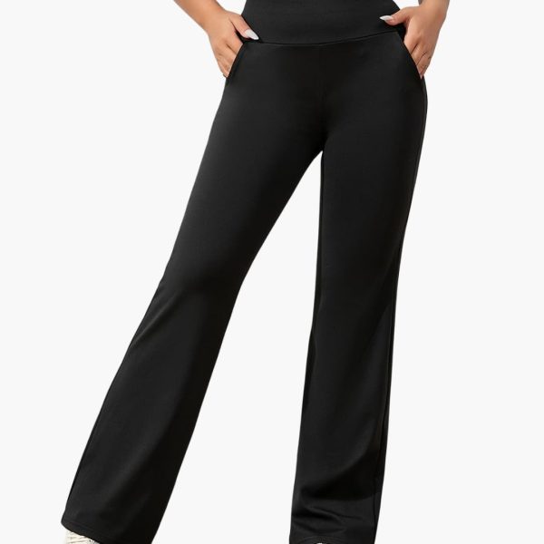 Women's Pants with Elastic Waistband and Flared Leg