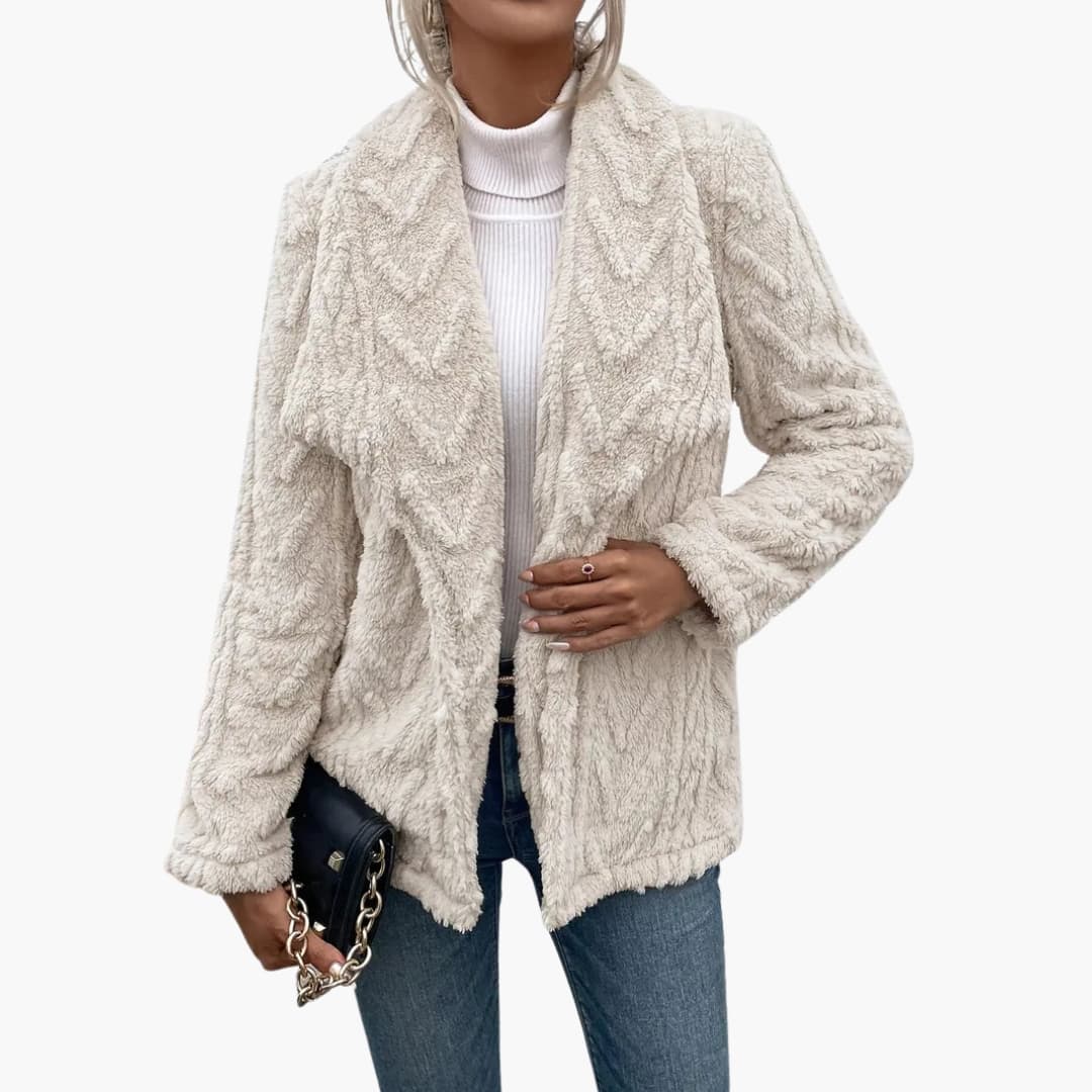 DamenjackemitoffenemVorderteilundstrukturierterOberflache_1.jpg Women's Jacket with Open Front and Textured Surface - Image 1