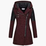 Women's Long Coat with Hood and Asymmetric Zipper - Image 2
