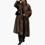 Women's Coat with Stand-Up Collar and Long Sleeves