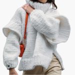 Women's oversized sweater with a roll neck and ribbed hem - Image 3