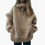Women's oversized sweater with a roll neck and ribbed hem - Image 2