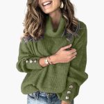 Women's Sweater with Turtleneck and Sleeve Buttons - Image 5