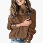 Women's Sweater with Turtleneck and Sleeve Buttons - Image 9
