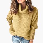 Women's Sweater with Turtleneck and Sleeve Buttons - Image 7