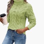 Women's Sweater with Turtleneck and Cable Knit Pattern - Image 10