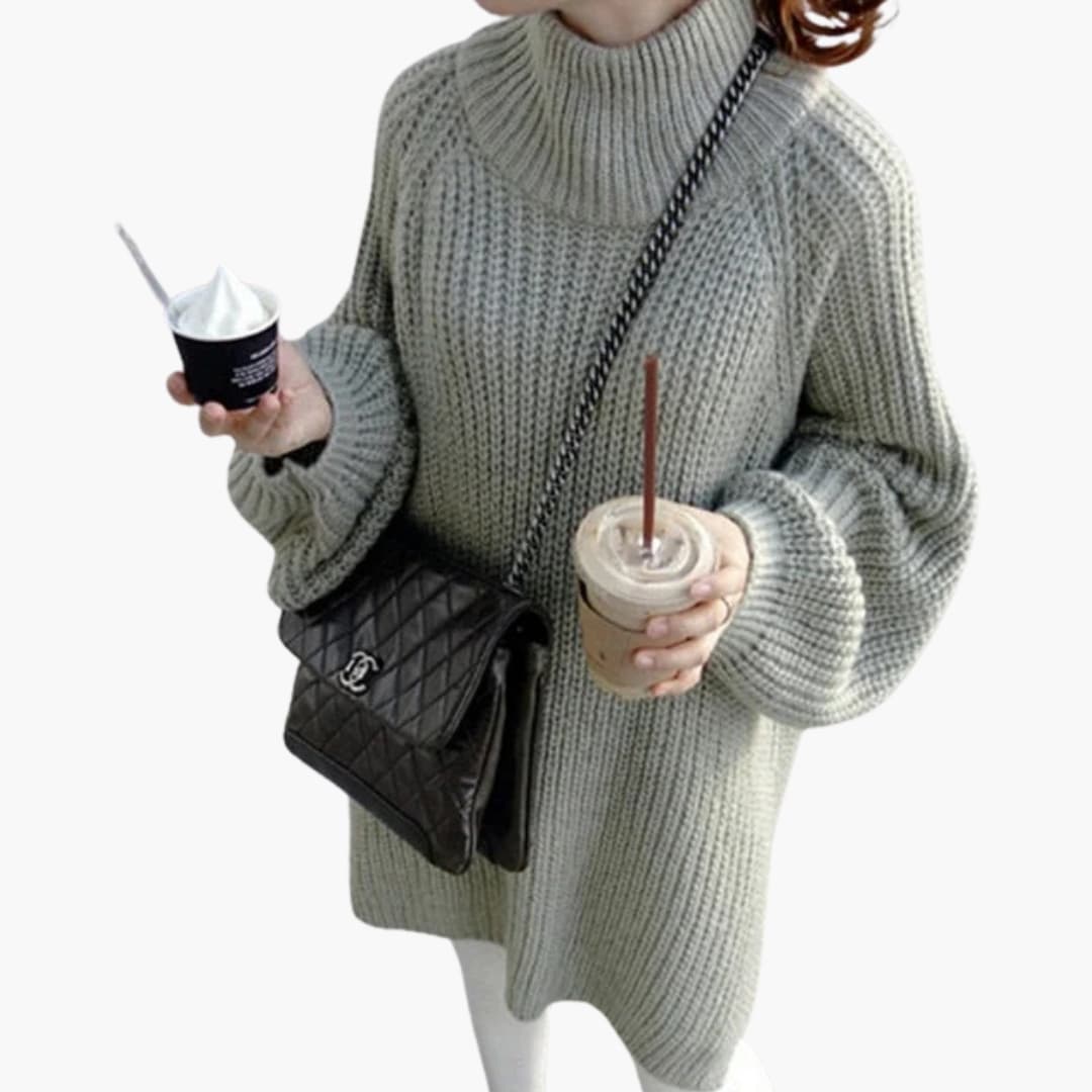 DamenpullovermitRundhalsausschnittundOversizeSchnitt_2.jpg Women's Sweater with Round Neck and Oversize Cut - Image 1