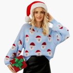 Women's pullover with round neckline and festive pattern - Image 6