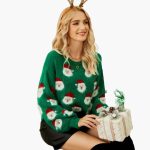 Women's pullover with round neckline and festive pattern - Image 2
