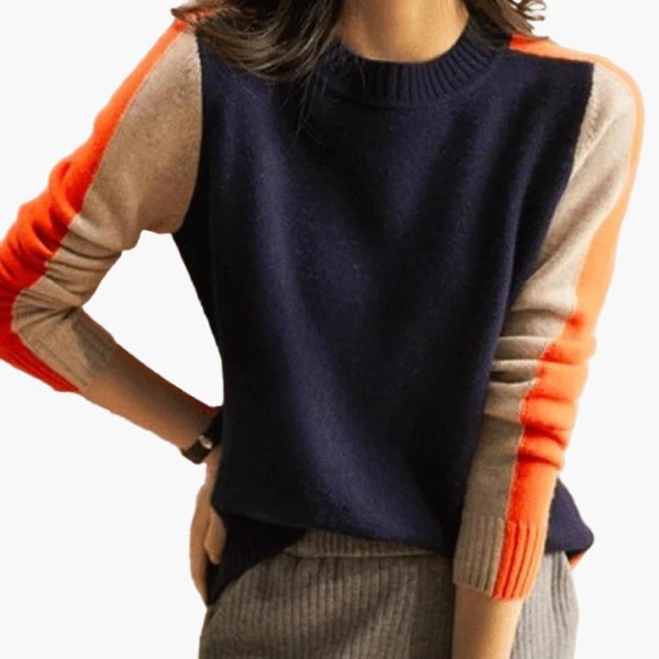 Women's Sweater with Round Neck and Long Sleeves