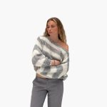 Women's Sweater with Round Neck, Long Sleeves, and Stripe Texture - Image 3