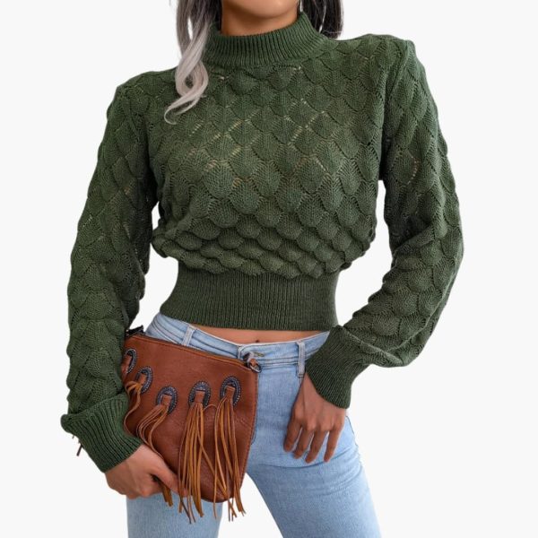 Women's Sweater with Round Neck and Long Sleeves
