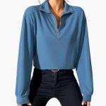 Women's Sweater with Stand-Up Collar and Half Zipper - Image 2