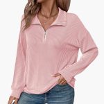 Women's Sweater with Striped Pattern and Half Zipper - Image 3