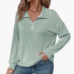 Women's Sweater with Striped Pattern and Half Zipper - Image 4