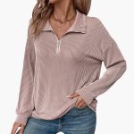 Women's Sweater with Striped Pattern and Half Zipper - Image 5