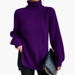 Women's sweater with a loose turtleneck and long sleeves - Image 5