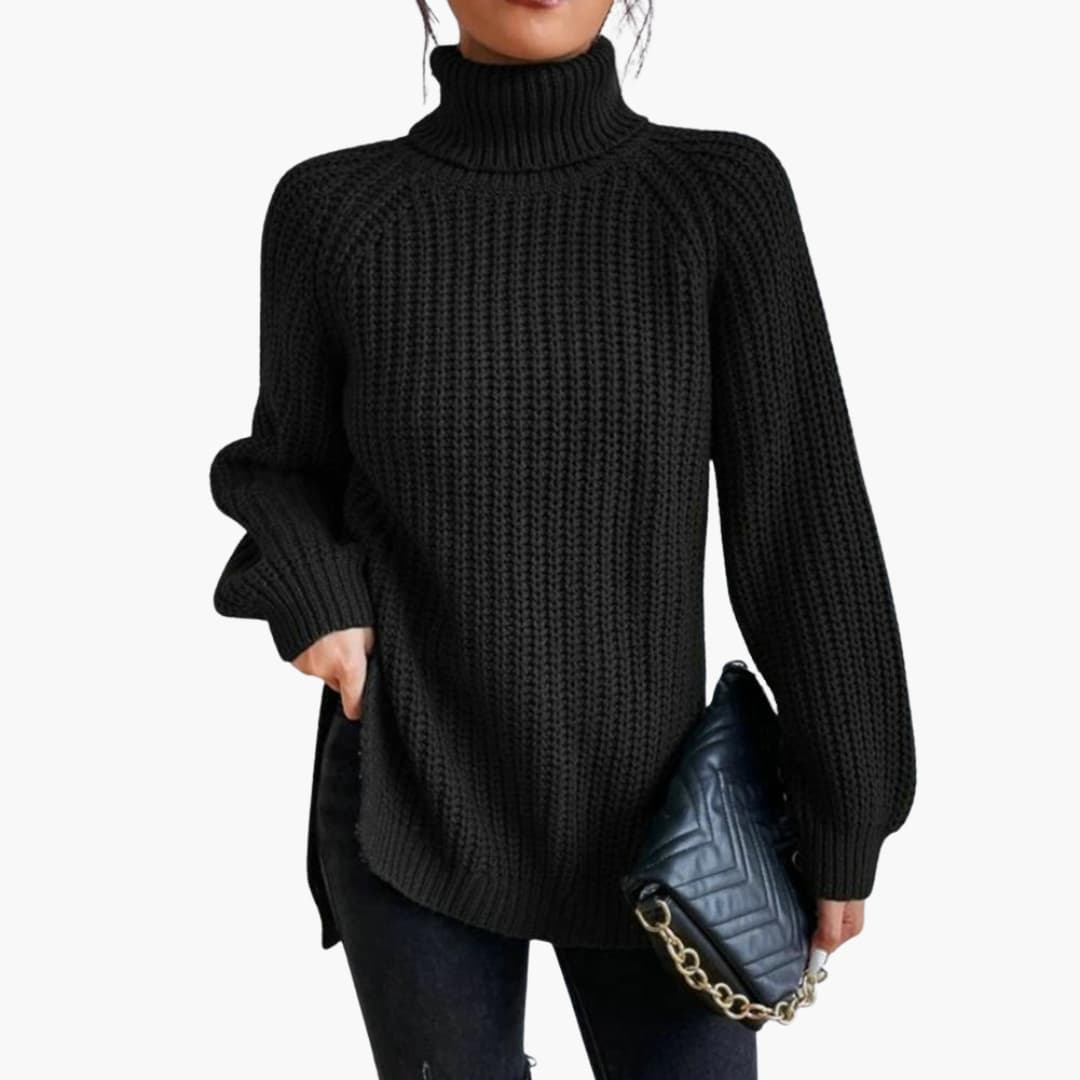 DamenpullovermitlockeremRollkragenundlangenArmeln_5.jpg Women's sweater with a loose turtleneck and long sleeves - Image 1