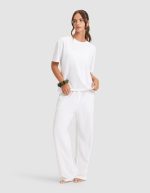 Women's First Layer Pajama Short Sleeve Tee & Pant Set - Image 31