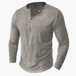 Henley Shirt for Men with Button Placket and Long Sleeves - Image 2