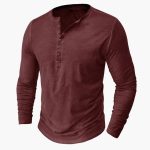 Henley Shirt for Men with Button Placket and Long Sleeves - Image 7