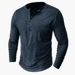 Henley Shirt for Men with Button Placket and Long Sleeves - Image 8