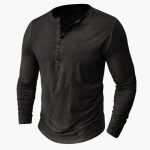 Henley Shirt for Men with Button Placket and Long Sleeves - Image 9