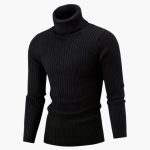 Men's Turtleneck Sweater with Ribbed Surface and Long Sleeves - Image 3