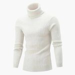 Men's Turtleneck Sweater with Ribbed Surface and Long Sleeves - Image 4
