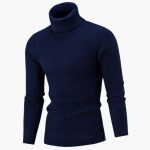 Men's Turtleneck Sweater with Ribbed Surface and Long Sleeves - Image 5