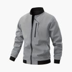 Men's Bomber Jacket with Zipper and Zipper Pockets - Image 6