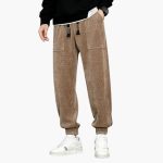 Men's Corduroy Jogging Pants with Drawstring and Side Pockets - Image 3