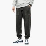 Men's Corduroy Jogging Pants with Drawstring and Side Pockets - Image 2