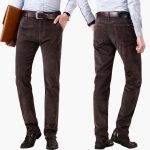 Men's Corduroy Pants with Waistband and Straight Legs - Image 2