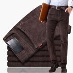 Men's Corduroy Pants with Waistband and Straight Legs