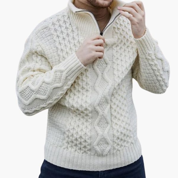 Men's Half-Zip Sweater with Stand-Up Collar